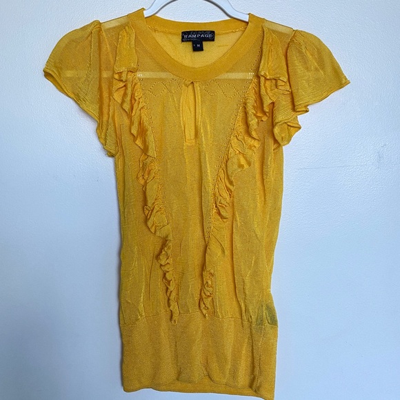 Rampage Yellow Ruffle Blouse - Picture 3 of 7